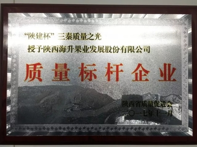 热烈祝贺陕西海升果业发展股份荣获三秦质量之光"质量标杆企业"称号